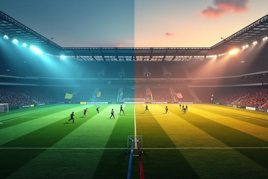 Campo de fútbol dividido entre juego y debates políticos